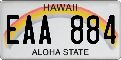 HI license plate EAA884