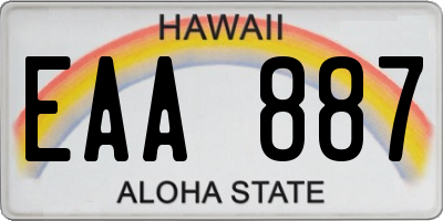 HI license plate EAA887