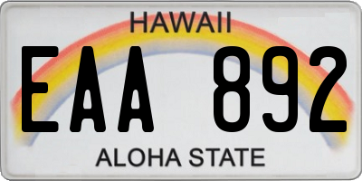 HI license plate EAA892