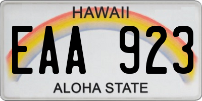HI license plate EAA923