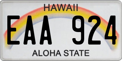 HI license plate EAA924