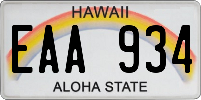HI license plate EAA934