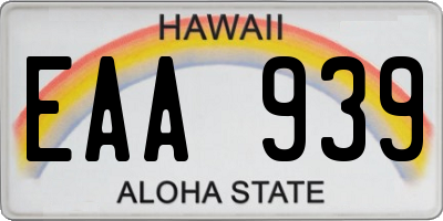 HI license plate EAA939