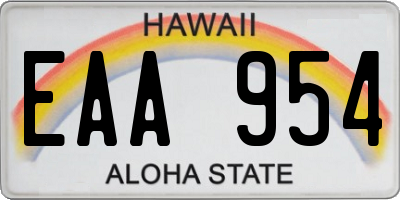 HI license plate EAA954