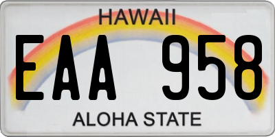 HI license plate EAA958