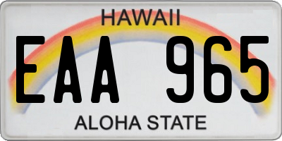 HI license plate EAA965