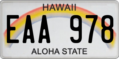 HI license plate EAA978