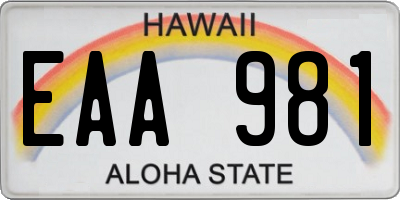 HI license plate EAA981