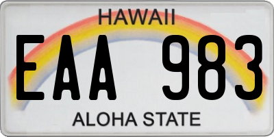 HI license plate EAA983