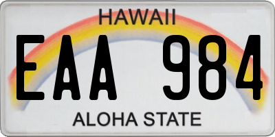 HI license plate EAA984