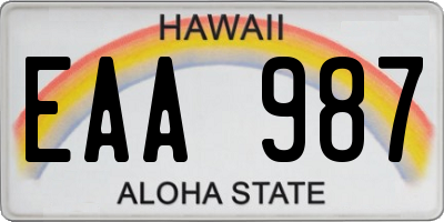 HI license plate EAA987