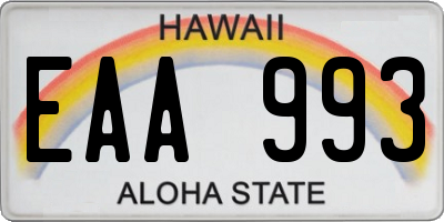 HI license plate EAA993