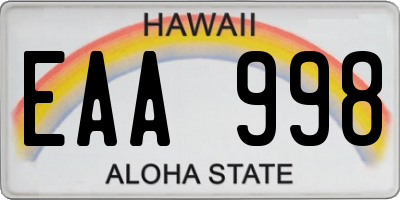 HI license plate EAA998