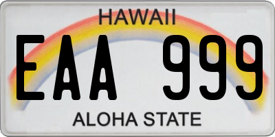 HI license plate EAA999