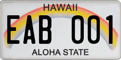 HI license plate EAB001