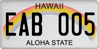 HI license plate EAB005