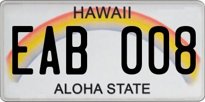 HI license plate EAB008