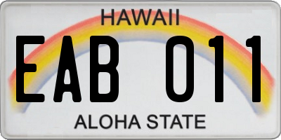 HI license plate EAB011