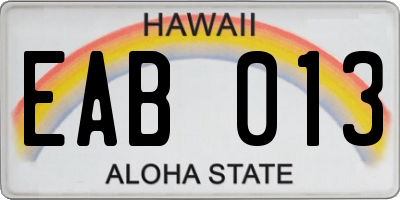 HI license plate EAB013