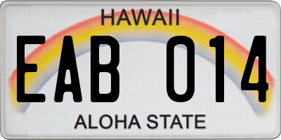 HI license plate EAB014