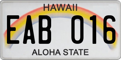 HI license plate EAB016