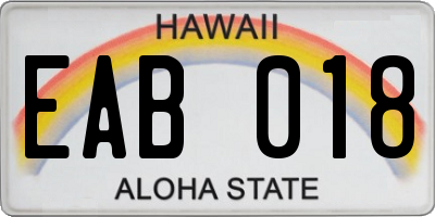 HI license plate EAB018