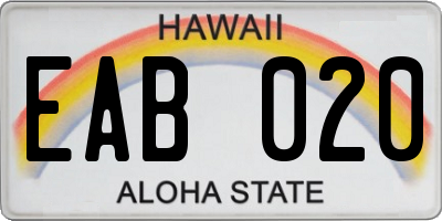 HI license plate EAB020