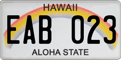 HI license plate EAB023