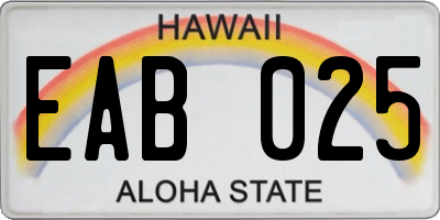 HI license plate EAB025