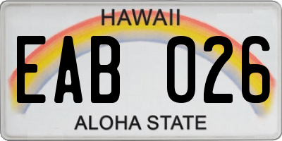 HI license plate EAB026