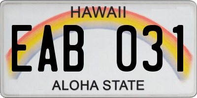 HI license plate EAB031