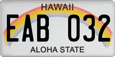 HI license plate EAB032