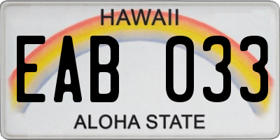 HI license plate EAB033