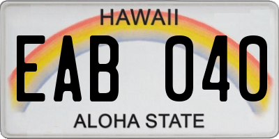 HI license plate EAB040