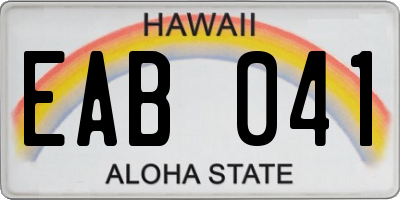 HI license plate EAB041