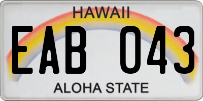 HI license plate EAB043