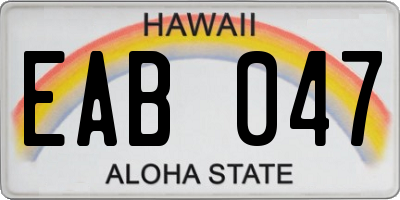 HI license plate EAB047