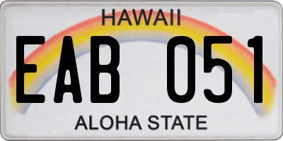 HI license plate EAB051