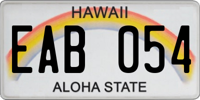 HI license plate EAB054