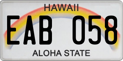 HI license plate EAB058