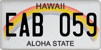 HI license plate EAB059