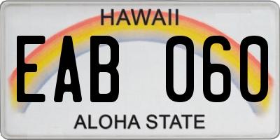 HI license plate EAB060