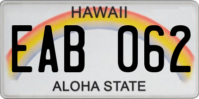 HI license plate EAB062