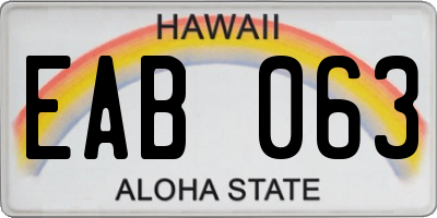 HI license plate EAB063