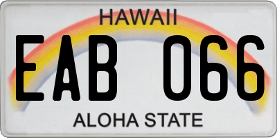 HI license plate EAB066