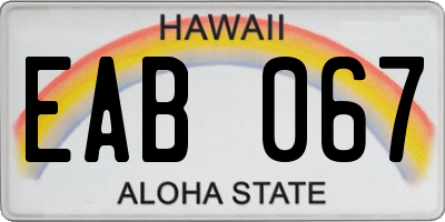 HI license plate EAB067