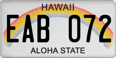 HI license plate EAB072