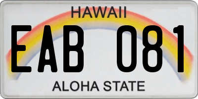 HI license plate EAB081