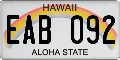 HI license plate EAB092