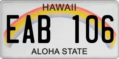 HI license plate EAB106